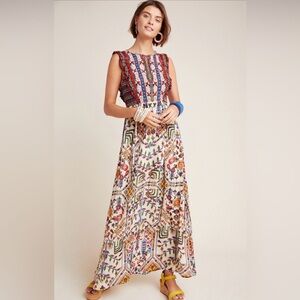 Vineet Bahl Colorful Bohemian Maxi Dress with embroidery size 8